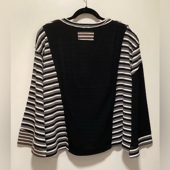 POL Black, White and Brown Striped Button-Up Top - Picture 2 of 2